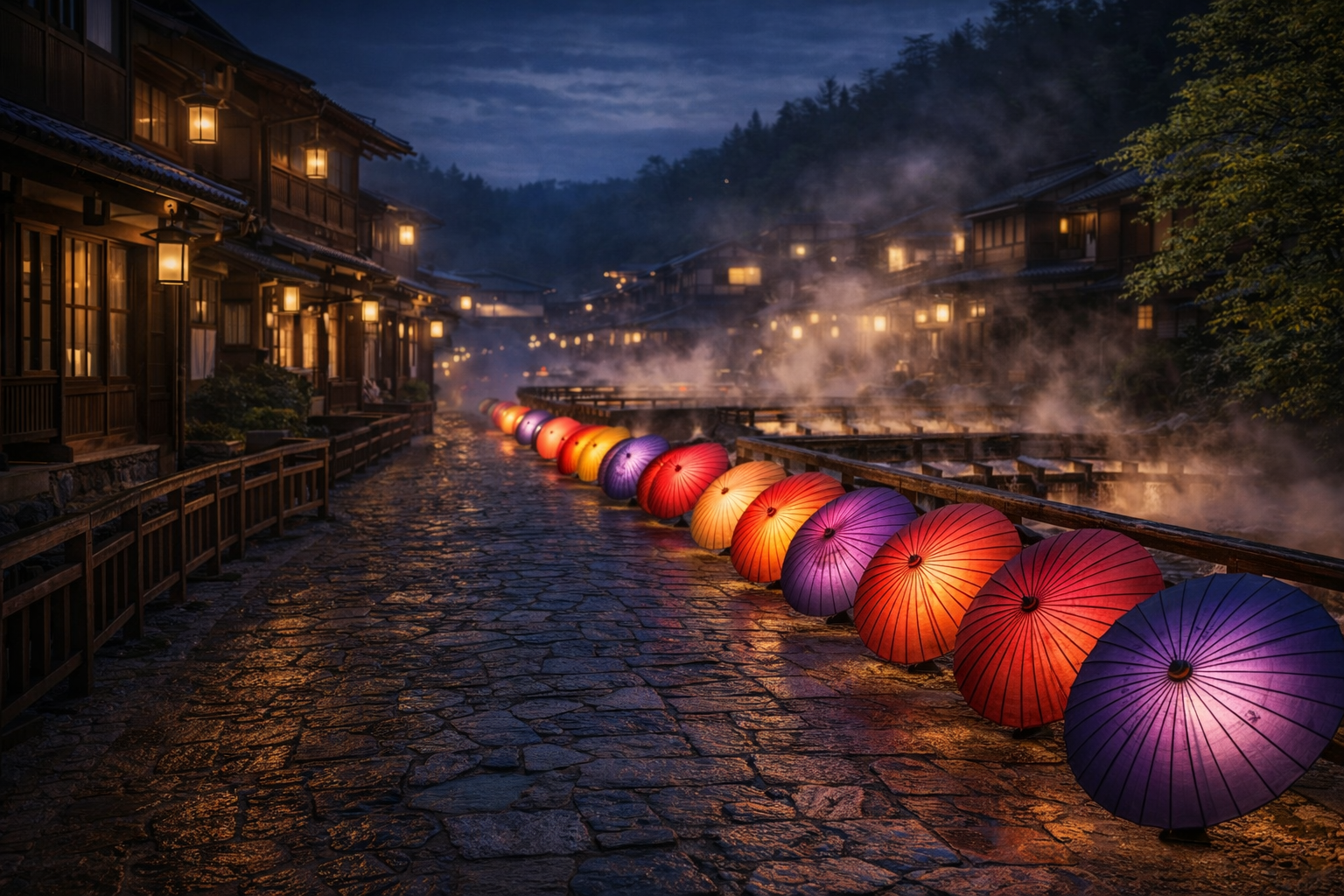 春宵の和傘あかり